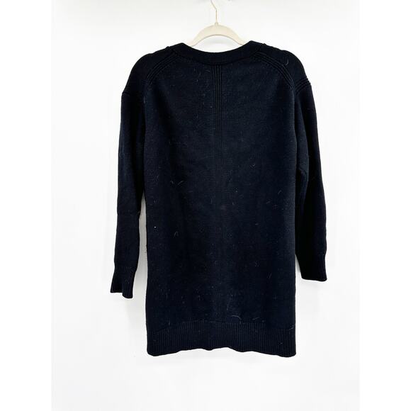 Pearl by Lela Rose Knit Pearl Button Cardigan WOOL CASHMERE Black Size M - Picture 2 of 5